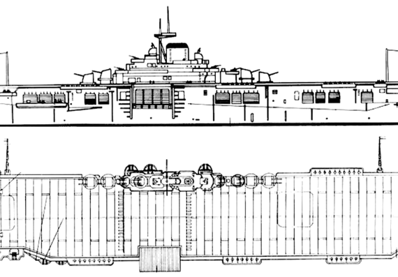 Авианосец USS CV-9 Essex [Aircraft Carrier] - чертежи, габариты, рисунки